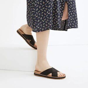 Madewell Dayna Lugsole Slide Sandal in Leather - True Black Size 8